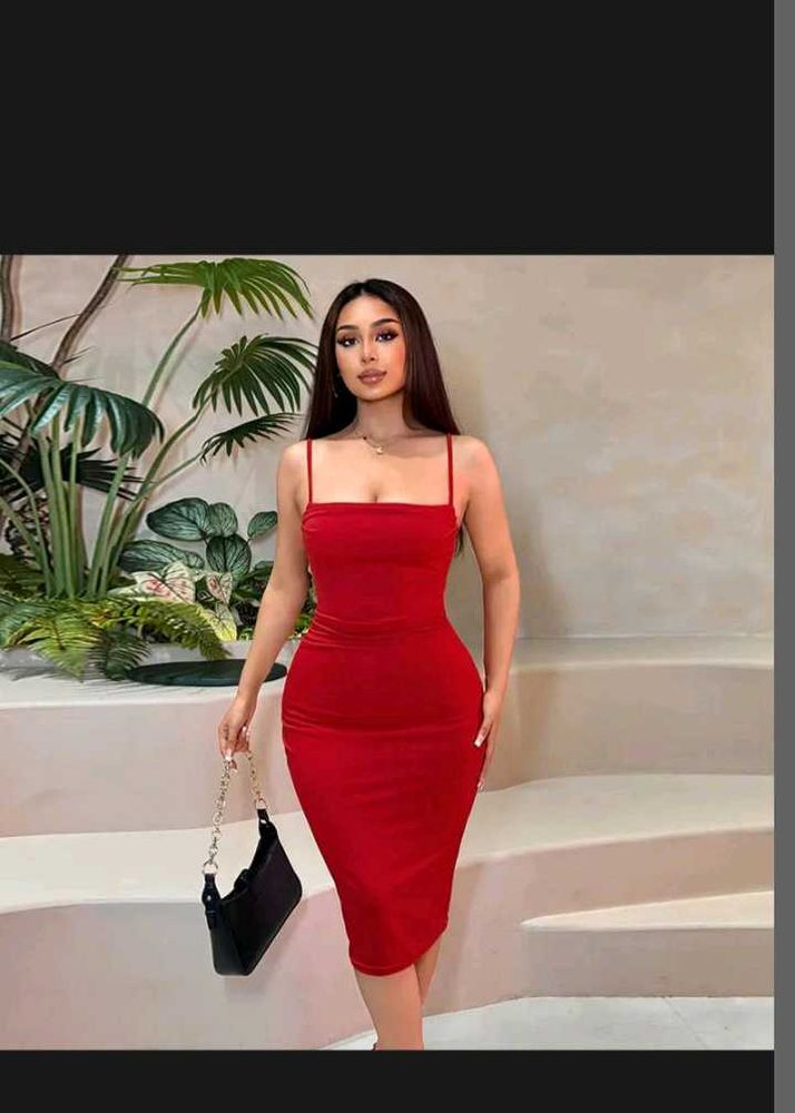 Red Bodycon Midi Dress