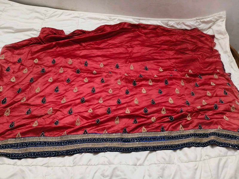 Red &amp; Blue Embroidered Fabric