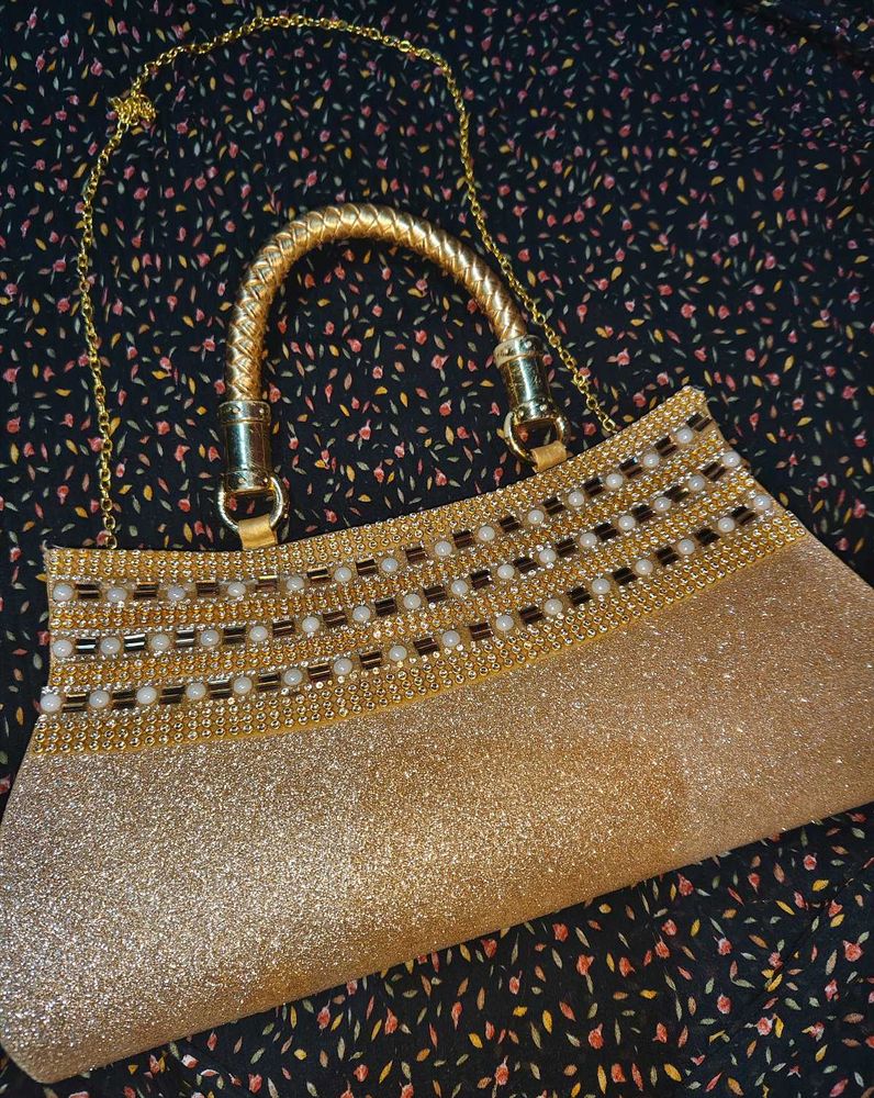 Sparkling Gold Embellished Clutch