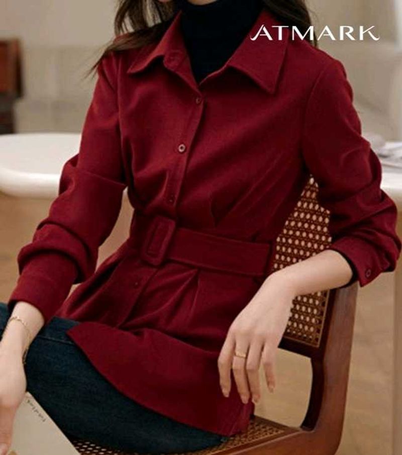 Long Sleeves Belted Corduroy Shirt