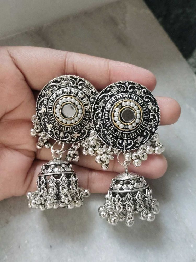 Oxidized Jhumka Earrings