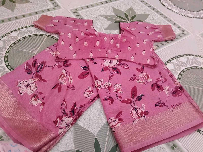 Floral Pink Saree with Awesome Blouse