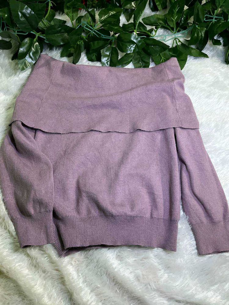 Off-Shoulder Knit Sweater