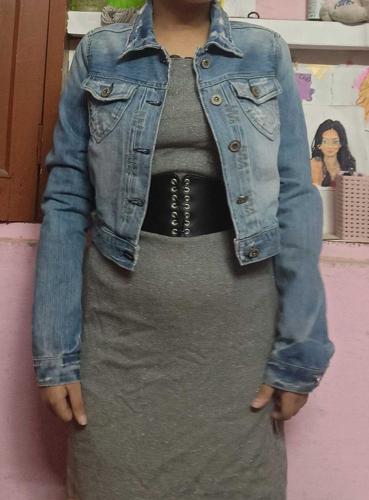 Denim Jean Jacket And Short Dress Combo