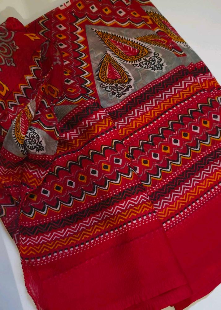 Red Paisley Print Scarf