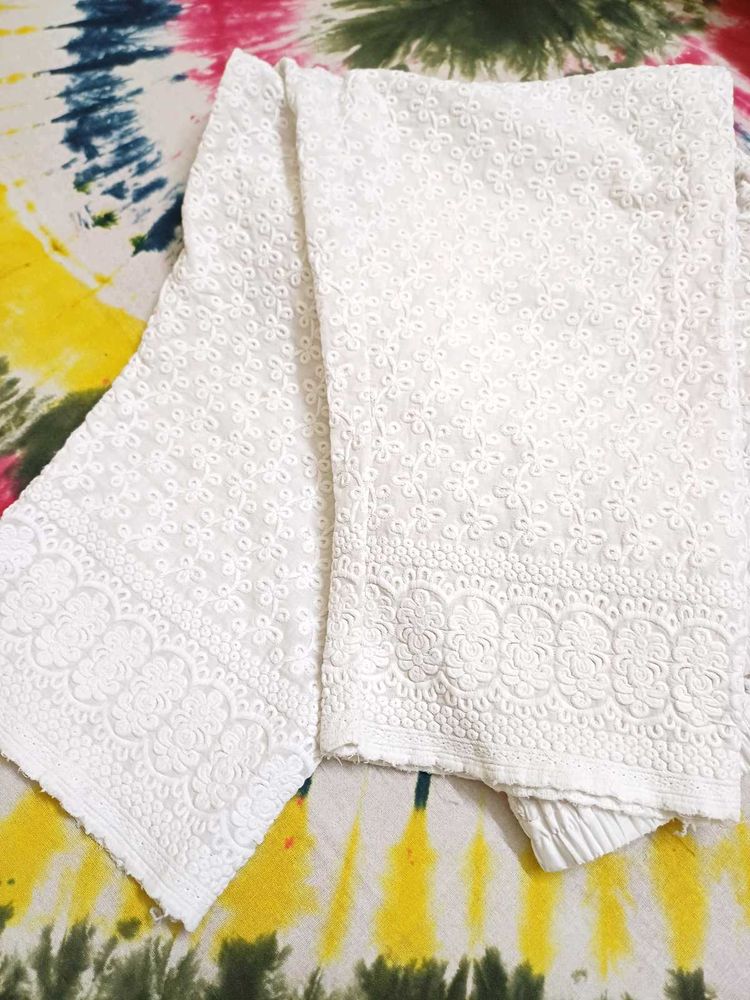 White Embroidered Palazzo Pants