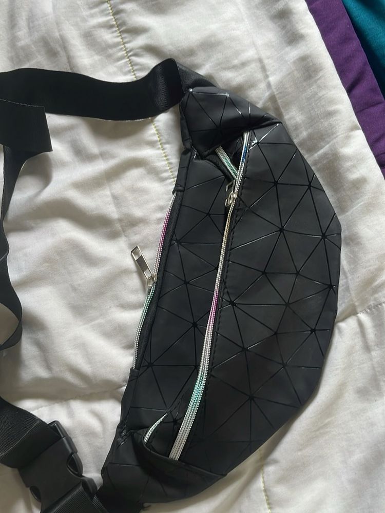 Geometric Black Belt Bag