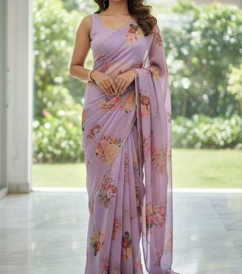 Floral Lavender Saree