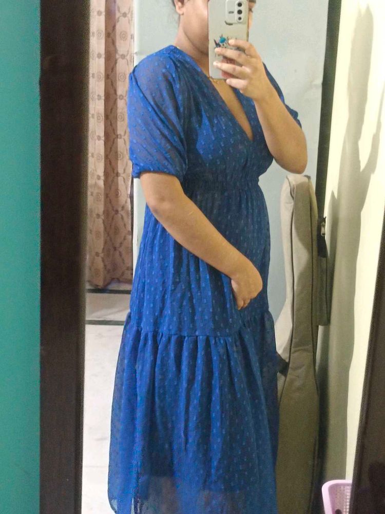 Rare Chiffon Fir And Flare Midi Dress (S)