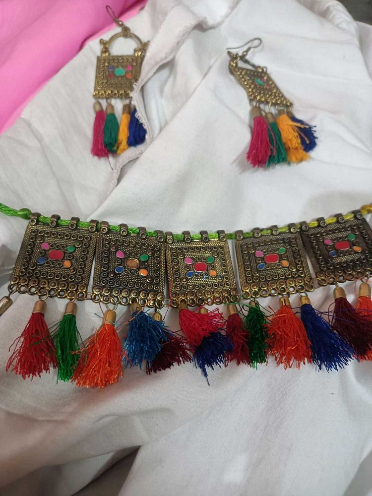 Boho Tassel Necklace &amp; Earring Set