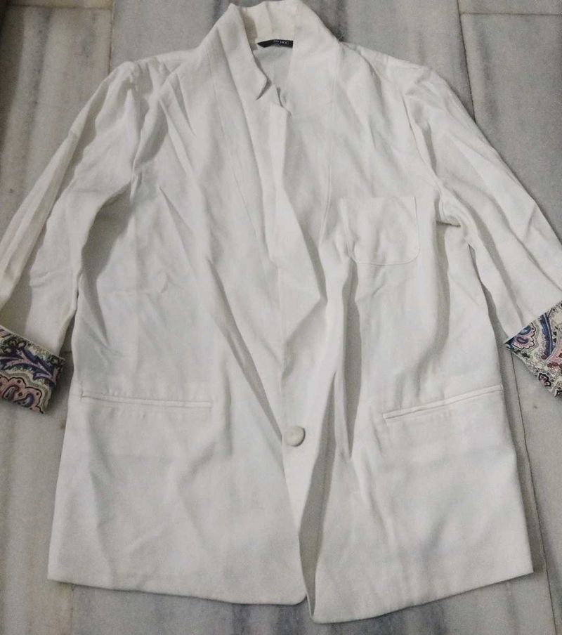 White Blazer with Paisley Cuffs