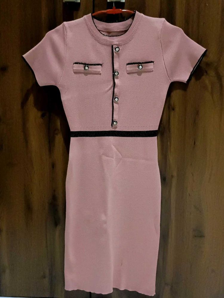 Pink Knit Bodycon Dress