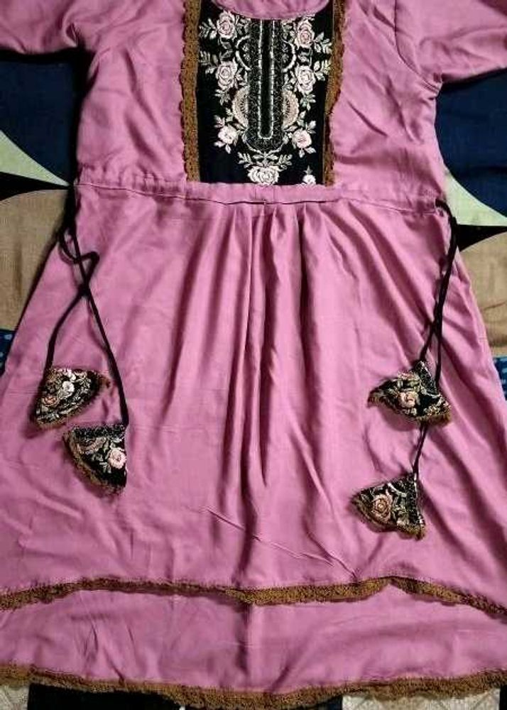 Pink Embroidered Kurta