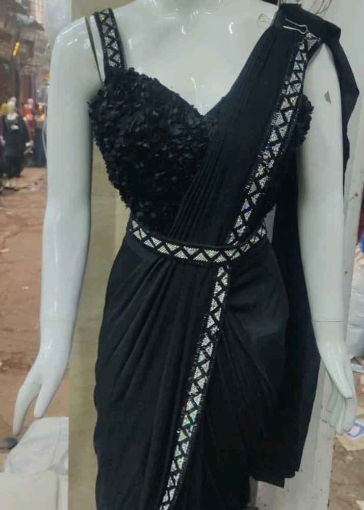 Elegant Black Saree with Embellishments