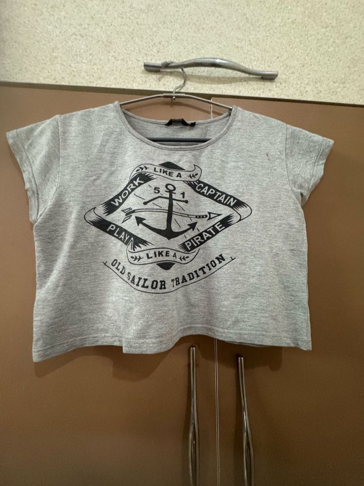 Grey Colour Crop Top