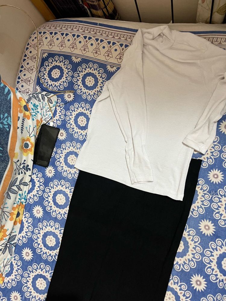 Combo Black Skirt White Top