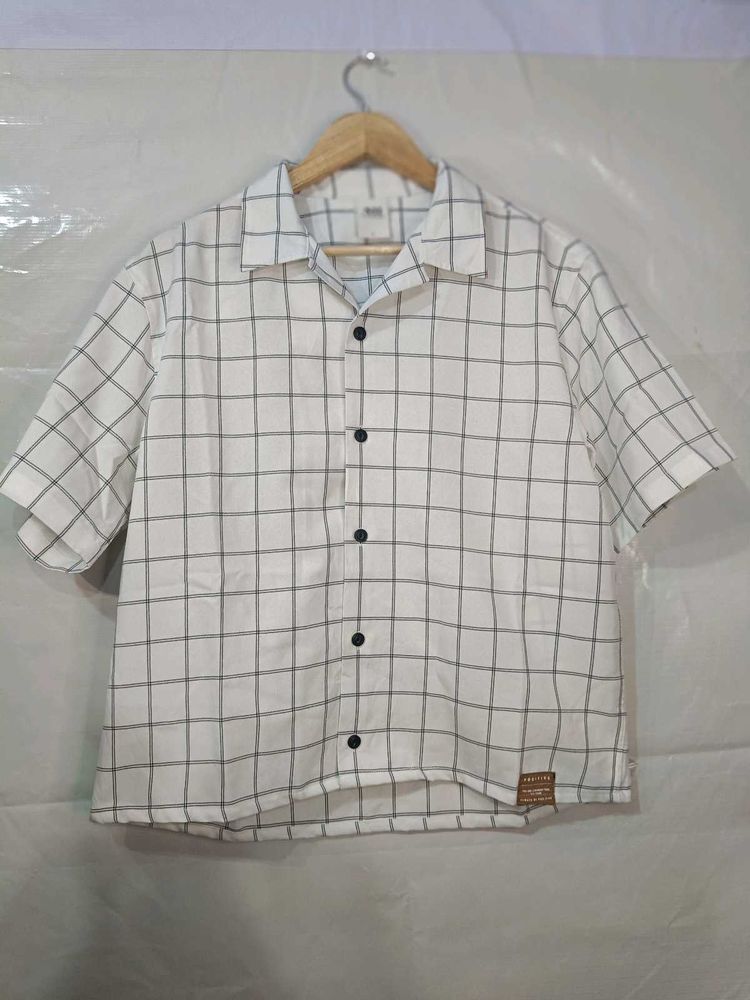White Cotton Cropped Shirt