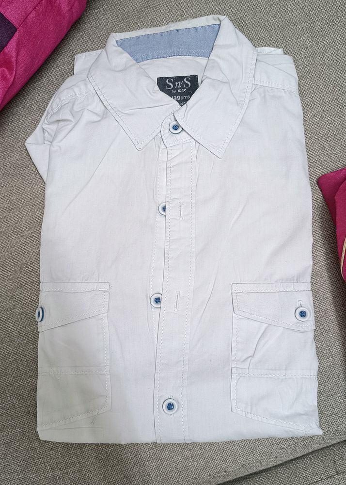 Preloved White SnS By Max Full Sleeve Shirt