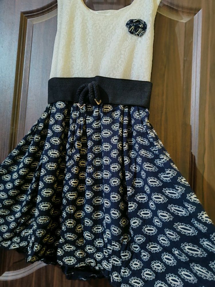 Cute Blue And White Dress .
