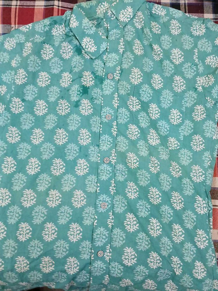 Teal Floral Button-Down Shirt