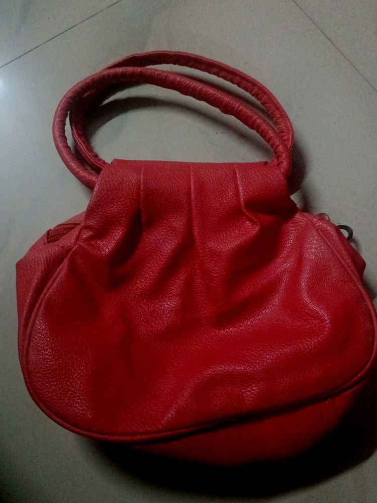 Red Faux Leather Handbag