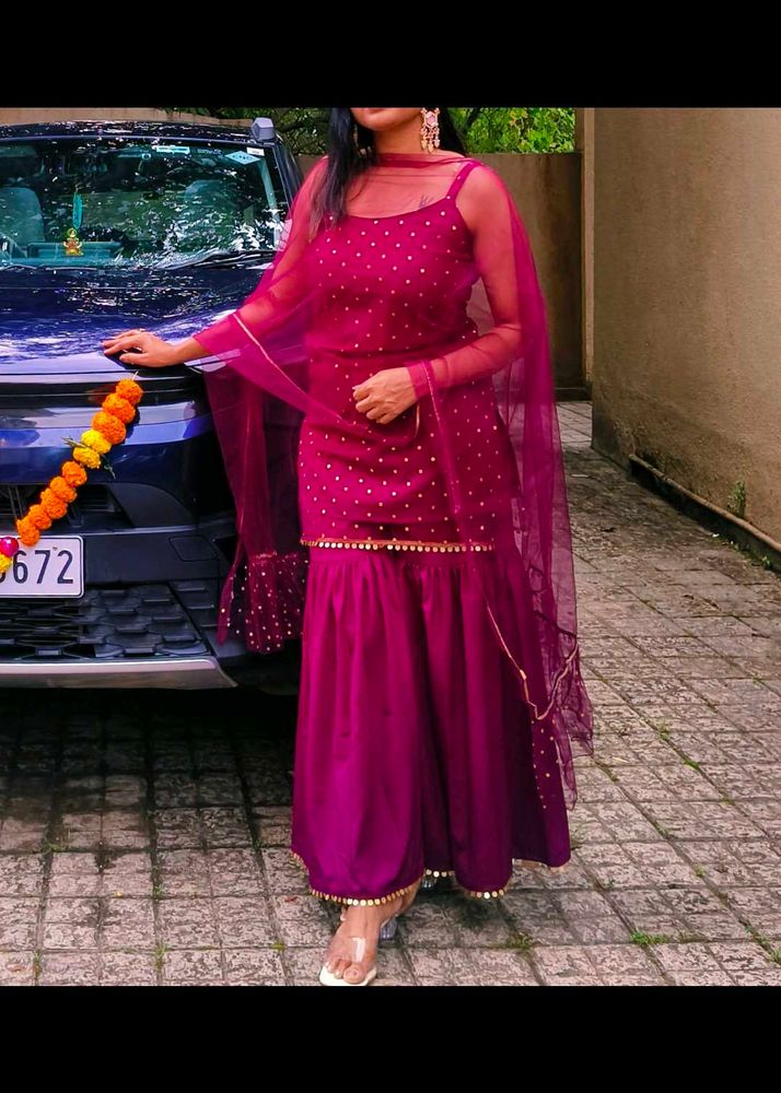 Elegant Purple Sharara Suit Set