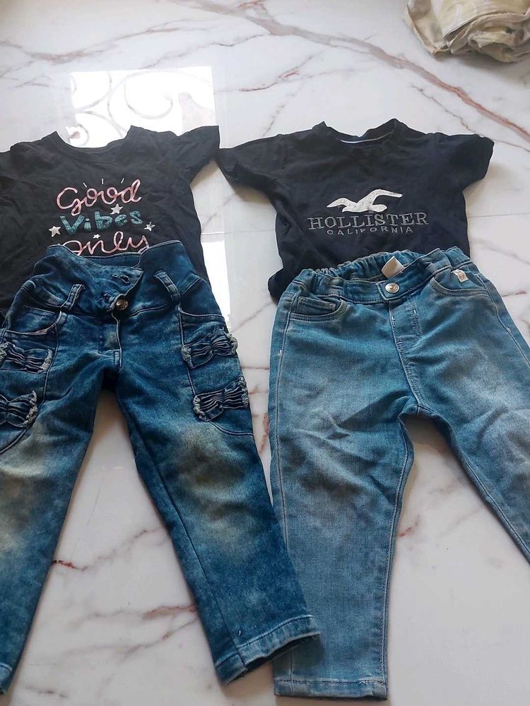 Combo Set Of Tshirt And Jeans 18-24 Months Girls