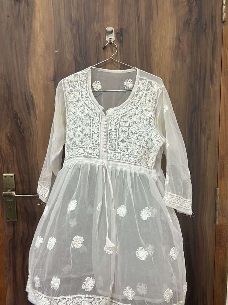 Pure White Chikenkari Kurta