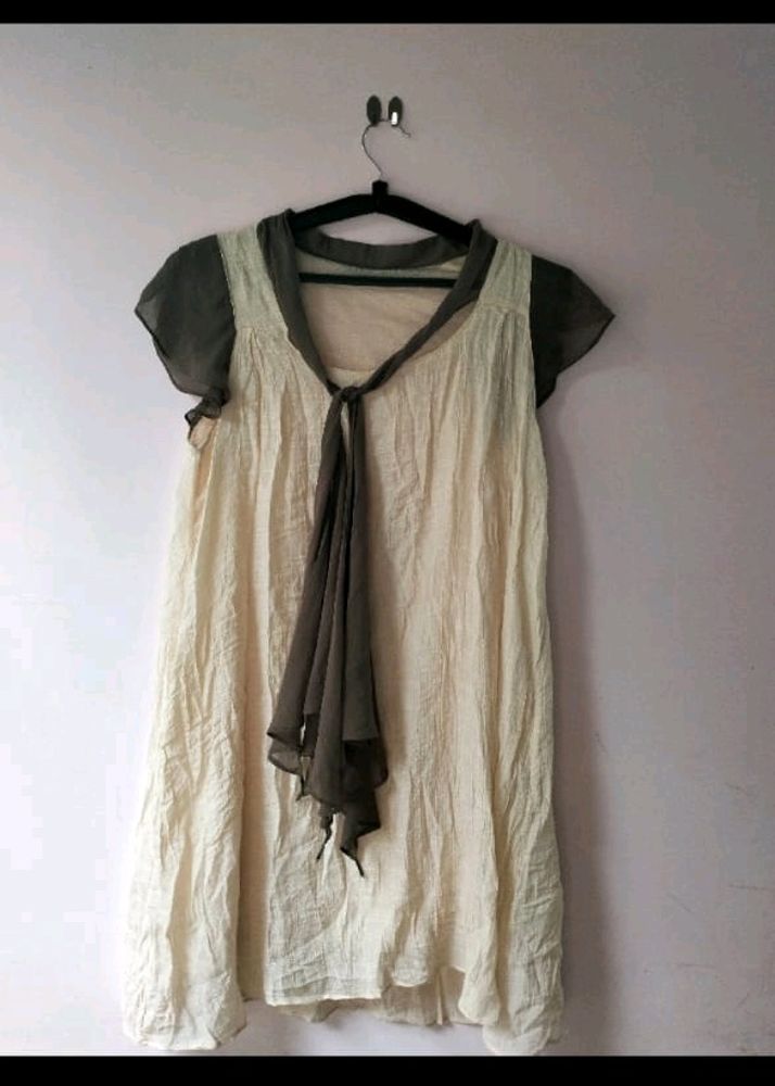 Dress Beige With Bow