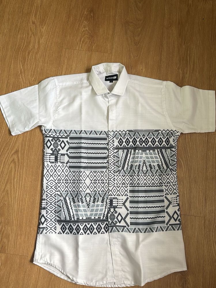 Black And White Geometrical Tribal Pattern Shirt