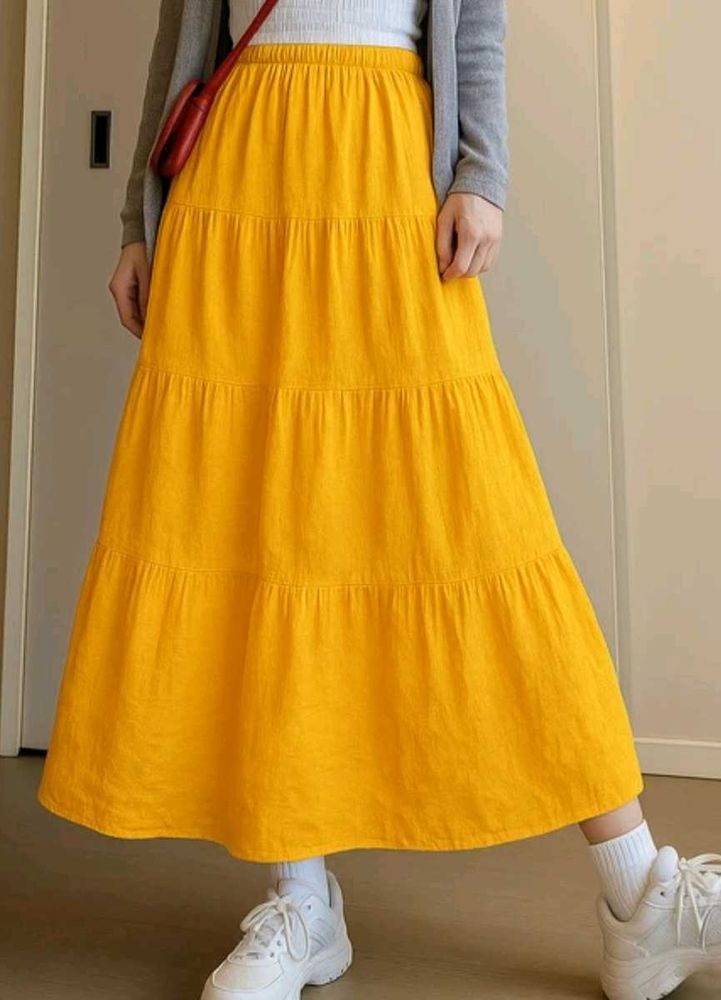 Yellow Tiered Maxi Skirt
