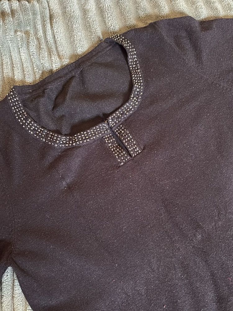 Elegant Top with Beaded Neckline