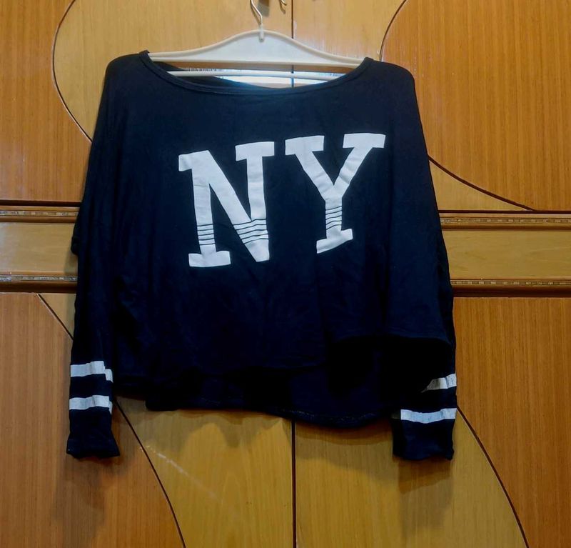 NY Dark Blue Crop Top