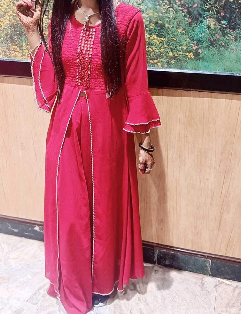Red Palazzo Pant Suit