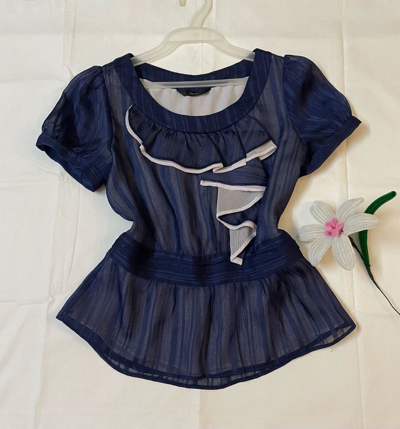 Blue Ruffle Top