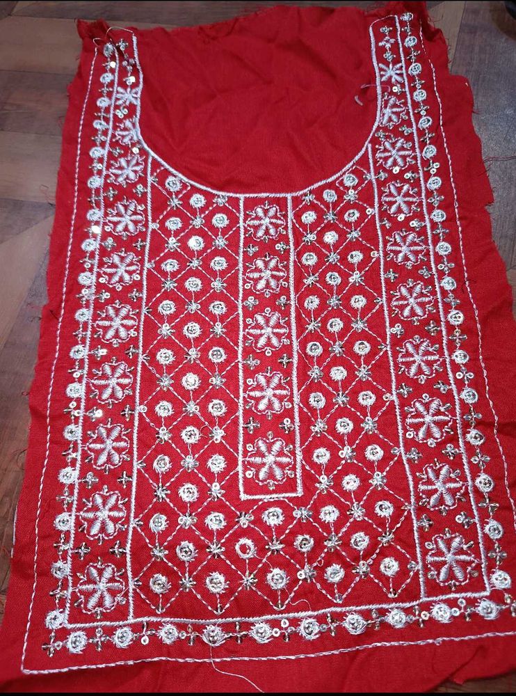 Red and white Embroidered neck patch  ne