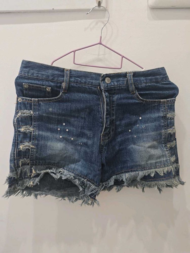 Distressed Denim Shorts