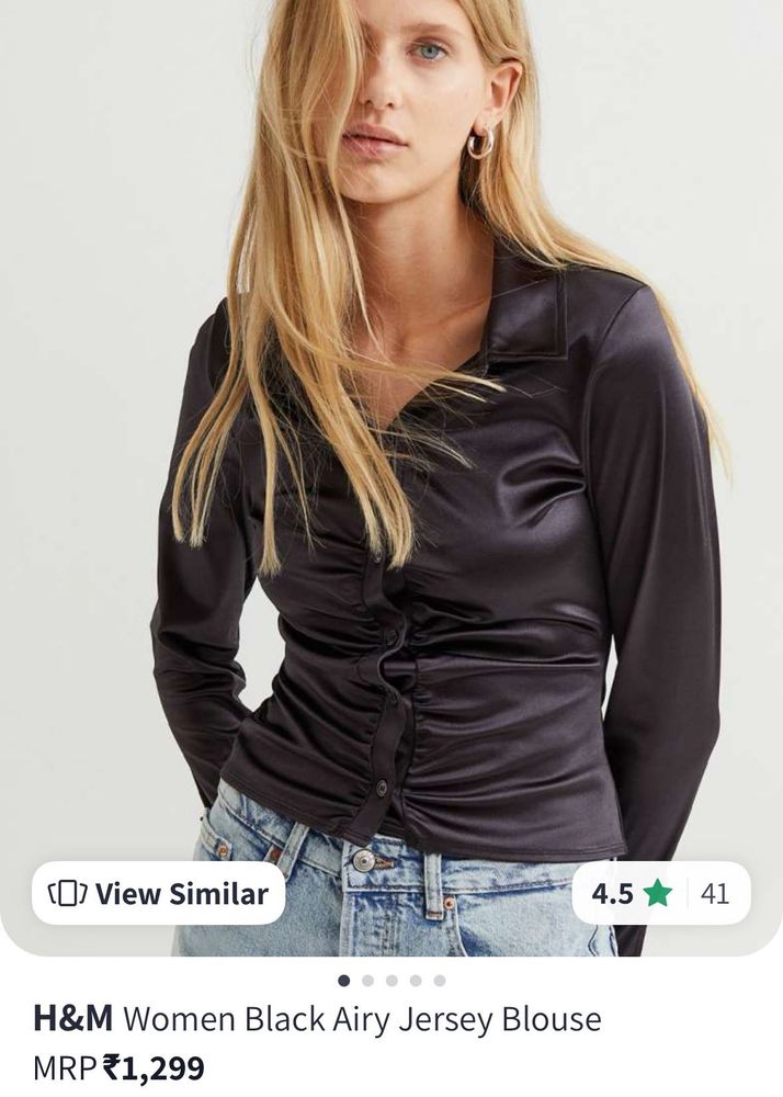 Hnm Black Airy Jersey Blouse