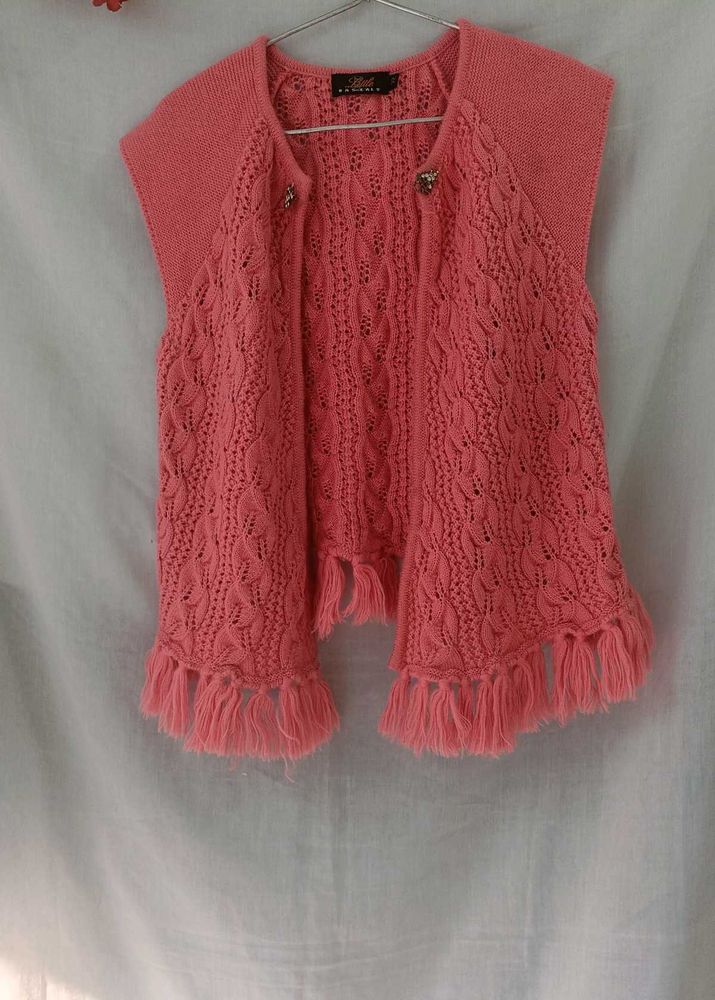 Coral Knit Vest Shrug