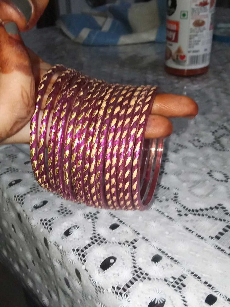Maroon &amp; Gold Bangle Set