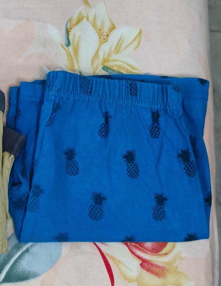 Combo Of Blue Pineapple Print Short &amp; Wool Pyzama
