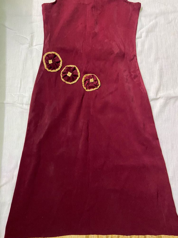 Maroon Stiched dress