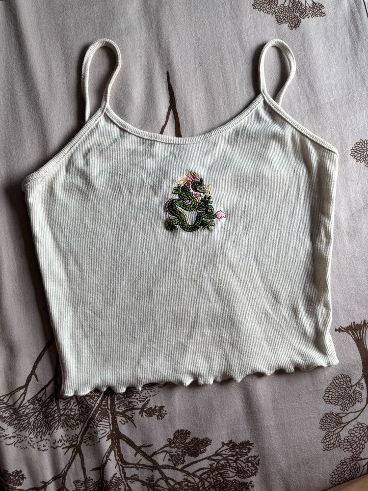 Dragon Embroidered Tank Top