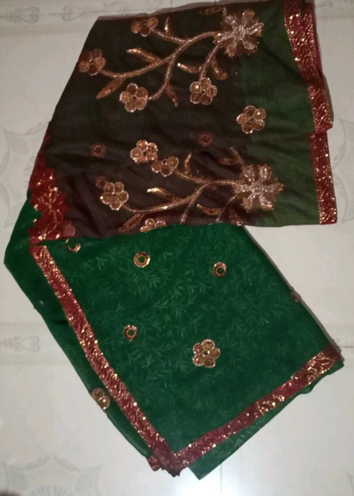 Green Embroidered saree