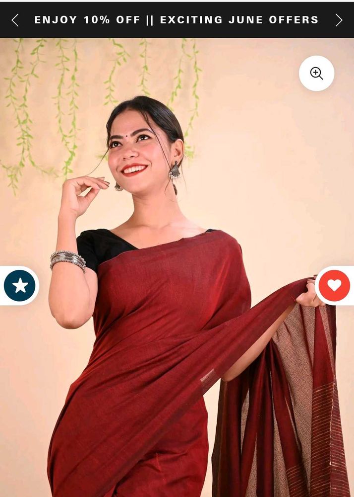 Ready to wear  Maroon Khadi Cotton Handloom Saree