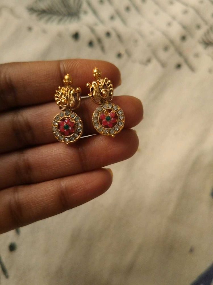 Elegant Gold Peacock Earrings