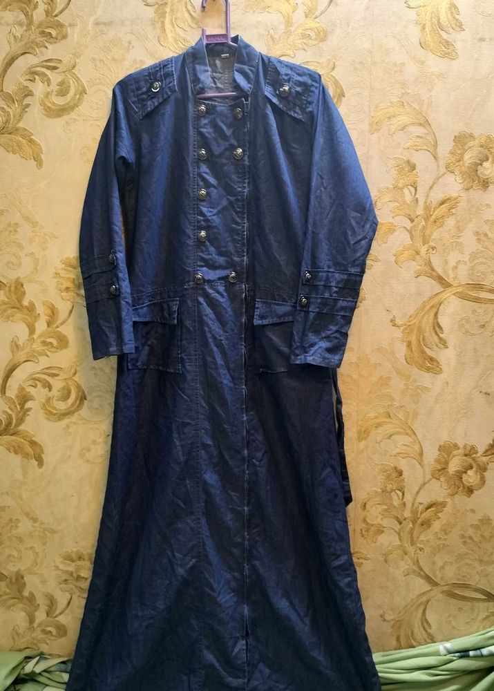 Vintage Style Denim Trench Coat Abaya.