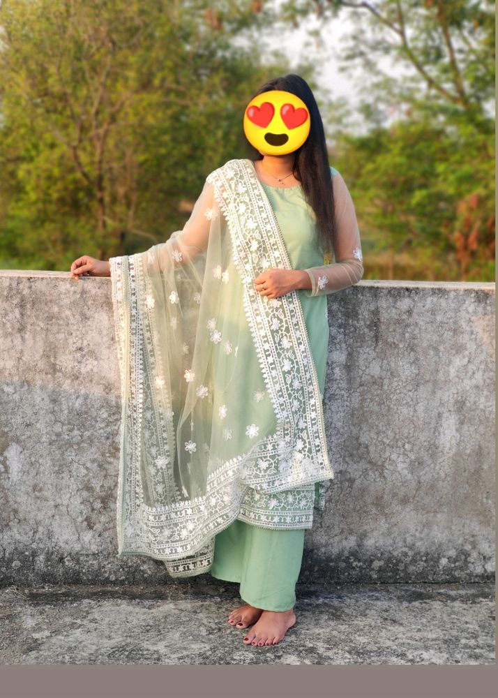 Full Embroidered Kurta,Palazo &amp;  Dupat