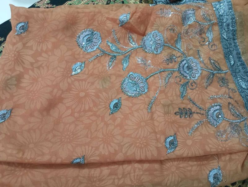Floral Saree with stitched blous