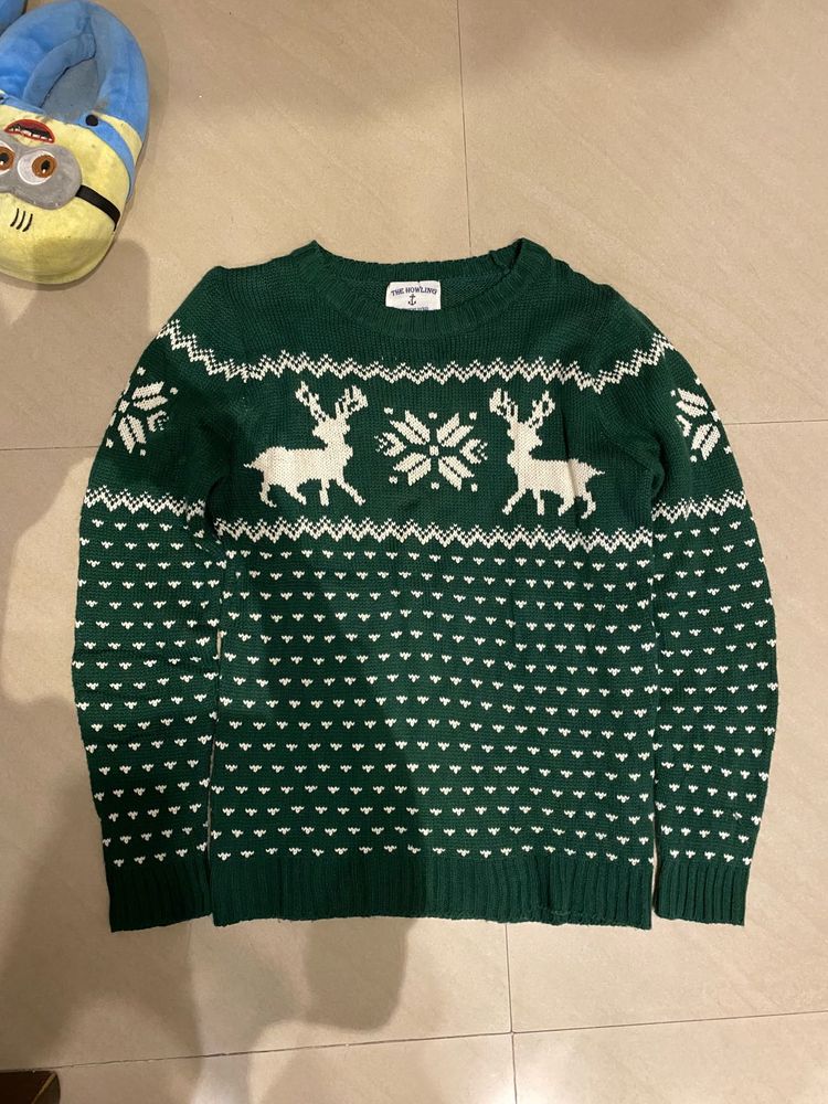 Green Reindeer Sweater